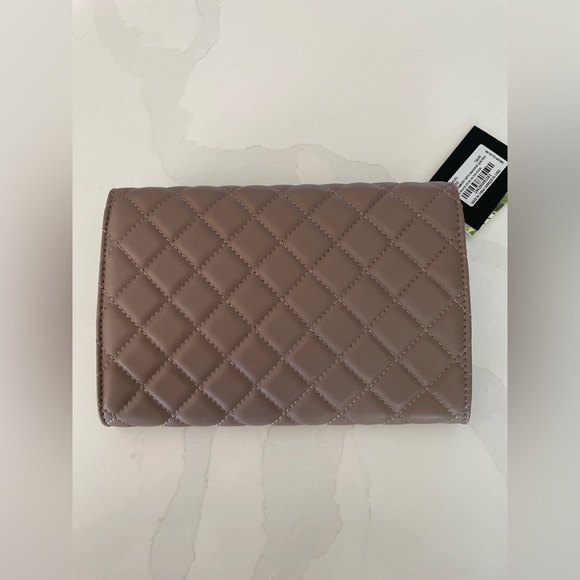 NWT | Badgley Mischka | Diamond Quilt Convertible Crossbody Bag | Taupe - Picture 4 of 8